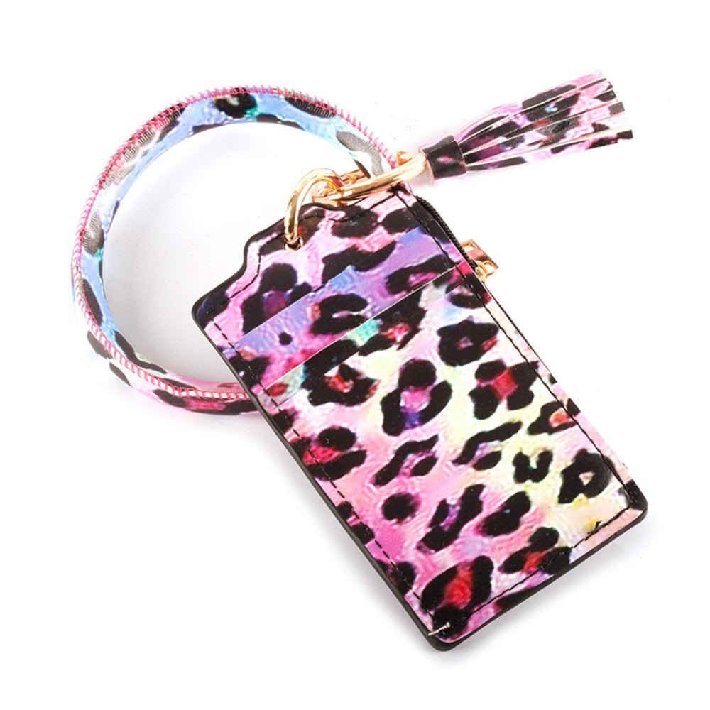 Tie-Dye Leo CC/Coin Key Ring Bangle Wristlet