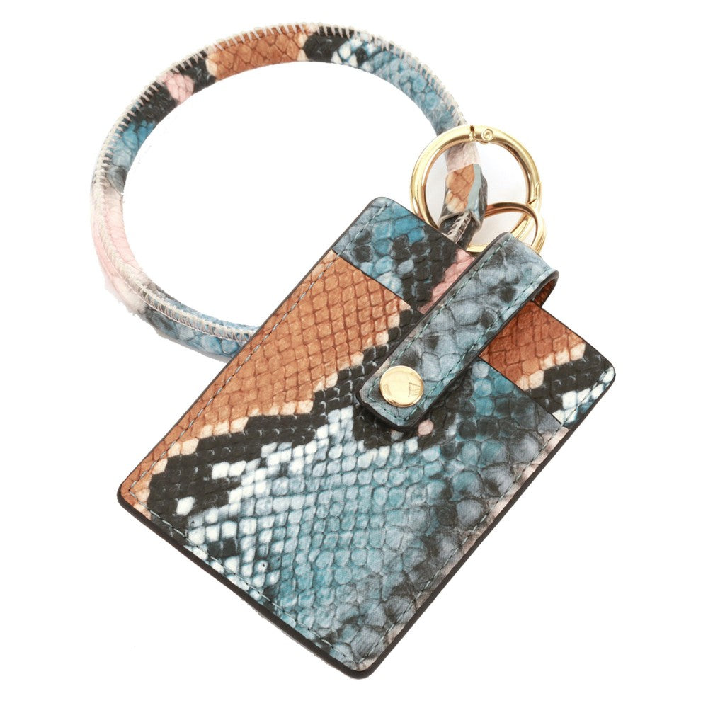 Snakeskin Key Ring ID Card Holder Wristlet