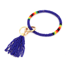 Load image into Gallery viewer, Seed Beaded Tassel Key Ring Bangle Keychain Holder