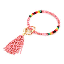 Load image into Gallery viewer, Seed Beaded Tassel Key Ring Bangle Keychain Holder