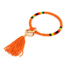 Load image into Gallery viewer, Seed Beaded Tassel Key Ring Bangle Keychain Holder