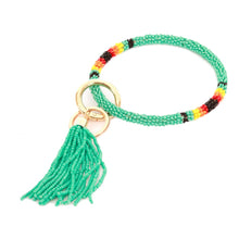 Load image into Gallery viewer, Seed Beaded Tassel Key Ring Bangle Keychain Holder