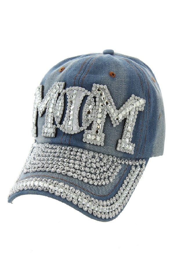 Bling MOM Baseball/Softball Denim Cap