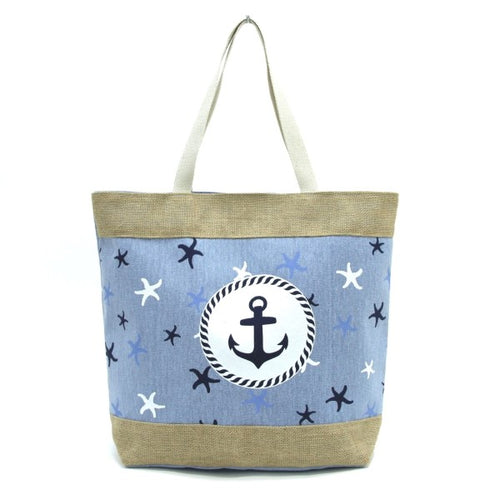 Anchor and Starfish Tote Bag