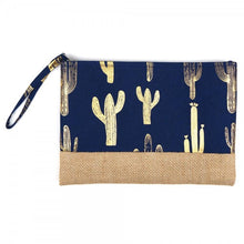 Load image into Gallery viewer, Metallic Cactus Canvas Travel Pouch Wristlet