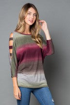 Muted Stripes Ladder Sleeve Top