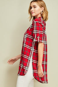 The Pave’ Red Plaid Tunic
