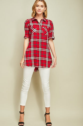 The Pave’ Red Plaid Tunic