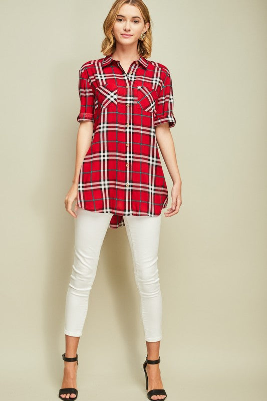 The Pave’ Red Plaid Tunic
