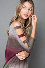 Load image into Gallery viewer, Muted Stripes Ladder Sleeve Top