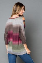 Load image into Gallery viewer, Muted Stripes Ladder Sleeve Top