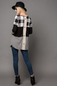 Color Block Buffalo Plaid Tunic