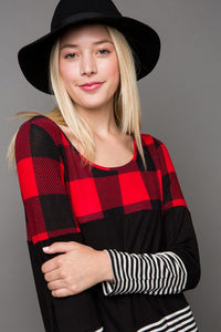 Color Block Buffalo Plaid Tunic