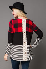 Load image into Gallery viewer, Color Block Buffalo Plaid Tunic