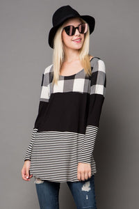 Color Block Buffalo Plaid Tunic