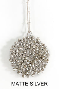 Beaded Circle Pendant Long Necklace
