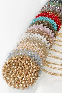 Beaded Circle Pendant Long Necklace