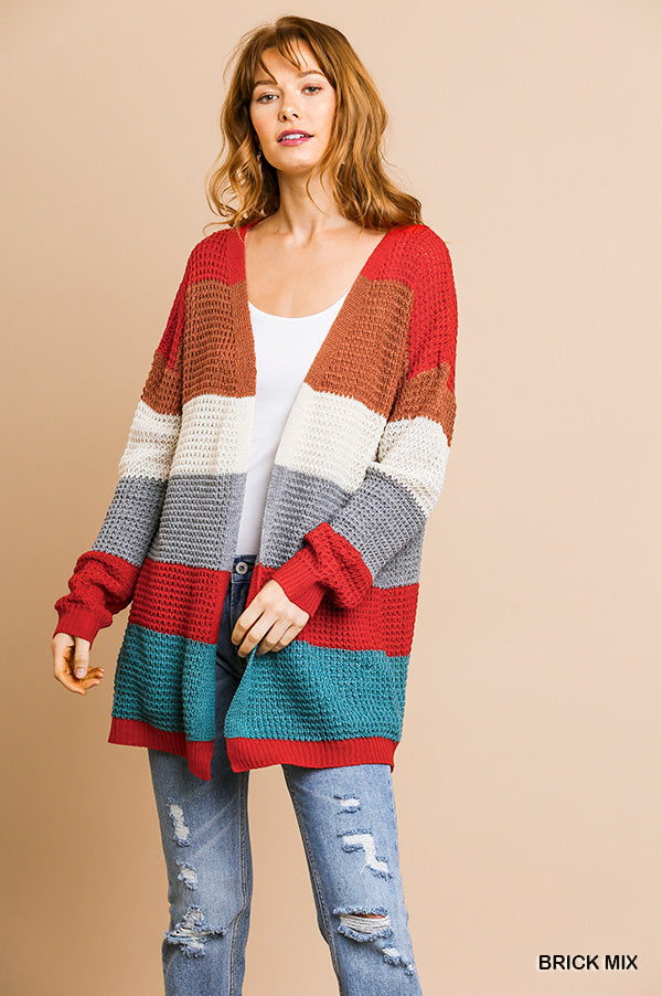 Brick Mixed Multicolored Light-Weight Sweater Cardigan