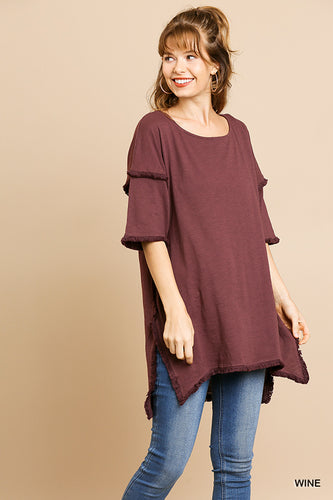 High Low Tunic with Fringed Hems