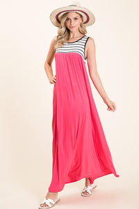 Hot Pink Maxi Block Dress