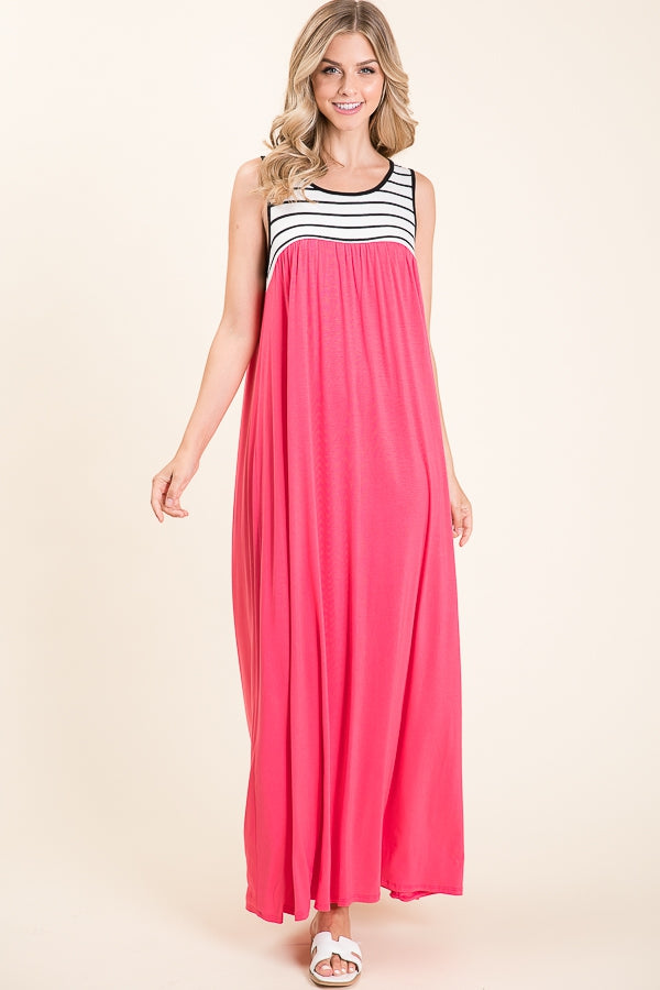 Hot Pink Maxi Block Dress