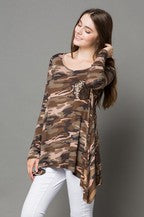 Load image into Gallery viewer, Army Print Long Sleeve With Sequins Pocket Detail