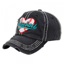 Load image into Gallery viewer, Baseball Heart distressed baseball cap