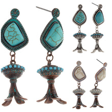 Load image into Gallery viewer, Metal Earring with Natural Stone