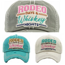 Load image into Gallery viewer, Rodeo Days &amp; Whiskey Nights  Distressed Baseball Cap