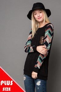 Sequin Pocket Chevron SleeveTop