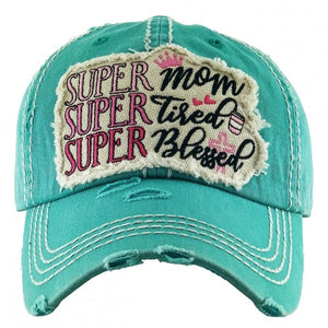 "Super Mom, Super Tired, Super Blessed" Baseball Cap