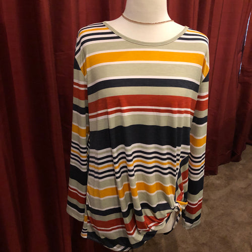 Front Knot Striped Top