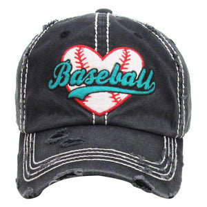 Baseball Heart distressed baseball cap