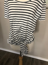 Load image into Gallery viewer, Black/White Stripe Side Tie Top