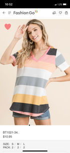 The Coral Striped Top
