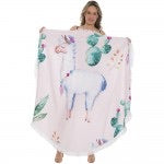 Llama Print Luxury Round Beach Towel