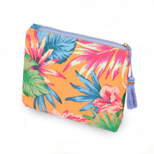 Load image into Gallery viewer, Tropical florescent travel pouch with tassel accent