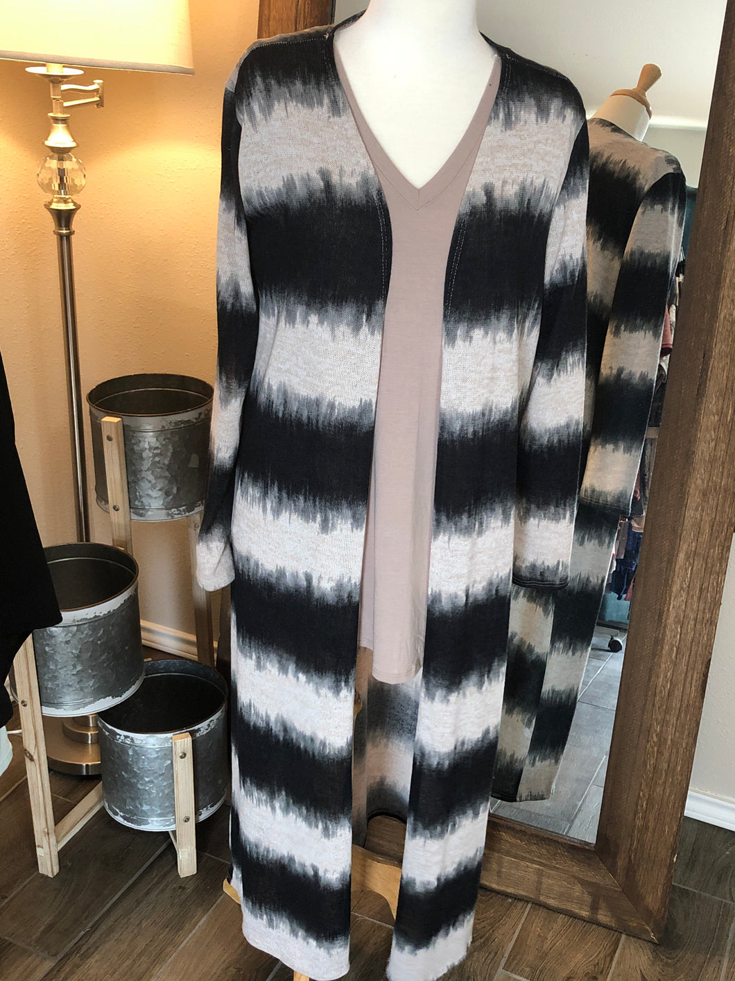 Cream and Black Long Duster