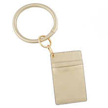 Load image into Gallery viewer, Metallic faux leather card keyring holder