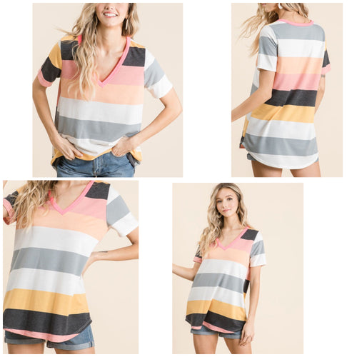 The Coral Striped Top