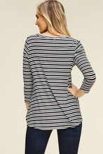 Load image into Gallery viewer, Black/Ivory Stripe Twist Front Top