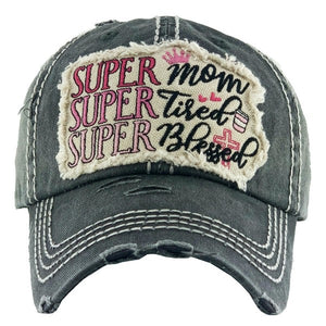 "Super Mom, Super Tired, Super Blessed" Baseball Cap