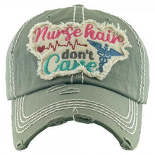 Load image into Gallery viewer, &quot;Nurse Hair Don&#39;t Care&quot; Baseball Cap