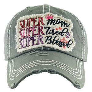 "Super Mom, Super Tired, Super Blessed" Baseball Cap