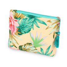 Load image into Gallery viewer, Tropical florescent travel pouch with tassel accent