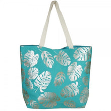Load image into Gallery viewer, Metallic palm leaf canvas beach bag